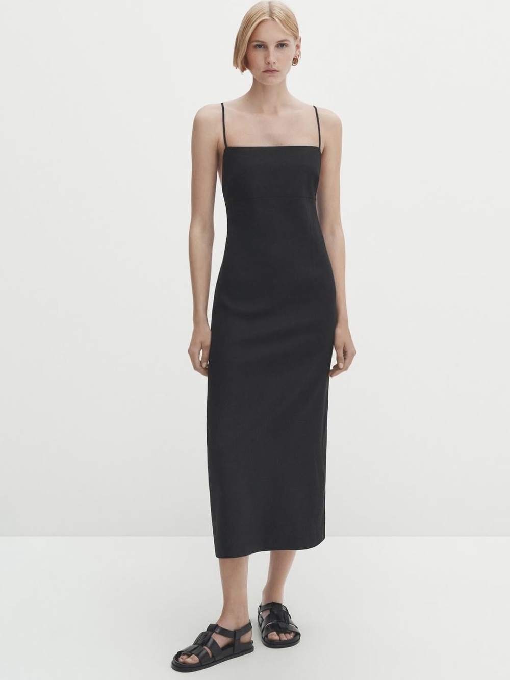 NEW. Massimo Dutti Linen Blend Midi Dress. NWT